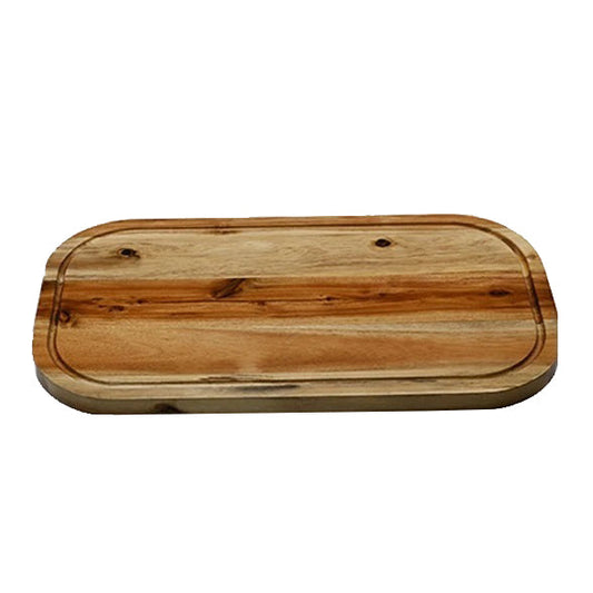 [ Set of 3 ] Zavis Green Acacia Wood Serving Rounded Cutting Board With Juice Groove 18" X 10" | Dishwasher Safe - Loft&Timber
