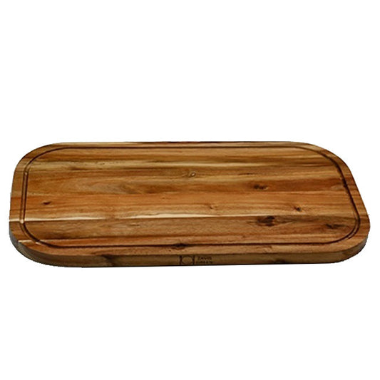 [ Set of 3 ] Zavis Green Acacia Wood Serving Rounded Cutting Board With Juice Groove 20" X 11" | Dishwasher Safe - Loft&Timber