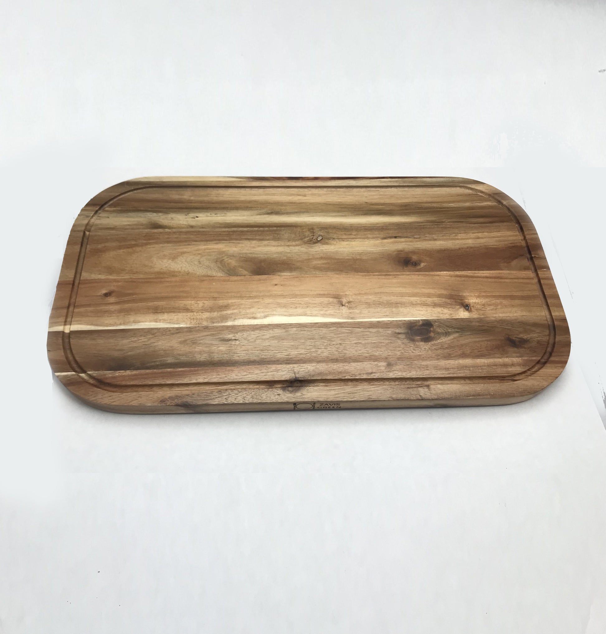 [ Set of 3 ] Zavis Green Acacia Wood Serving Rounded Cutting Board With Juice Groove 20" X 11" | Dishwasher Safe - Loft&Timber