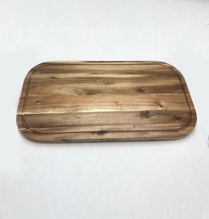 [ Set of 3 ] Zavis Green Acacia Wood Serving Rounded Cutting Board With Juice Groove 20" X 11" | Dishwasher Safe - Loft&Timber