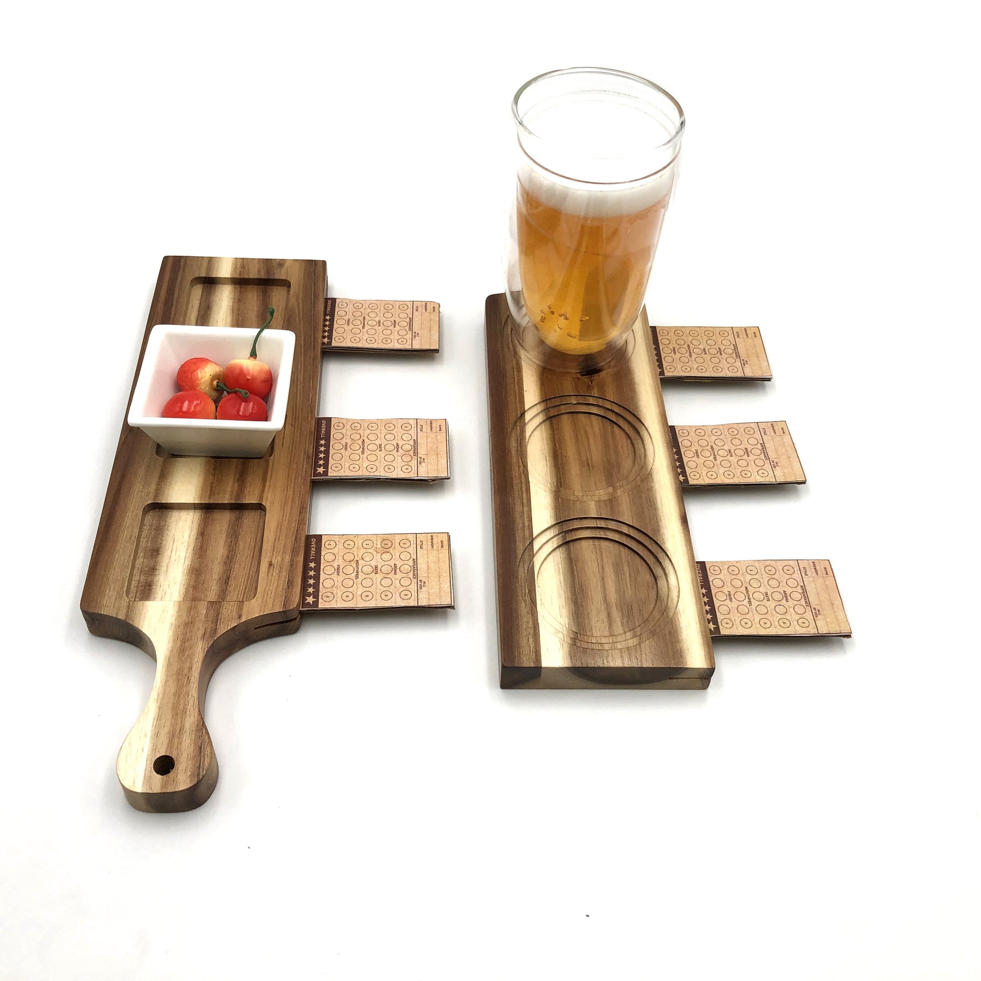 [ Set of 6 ] Zavis Green Acacia Wood 3 Hole Double sided Flight Board 14" | Dishwasher Safe - Loft&Timber