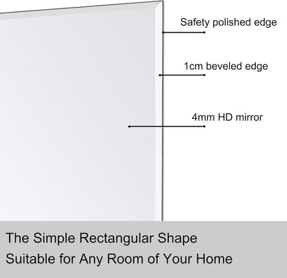 Wall Mirror Beveled Edge Frameless Mirror 24” X 32" Wall Mounted Mirror for Bathroom Vanity and Entryway - Loft&Timber