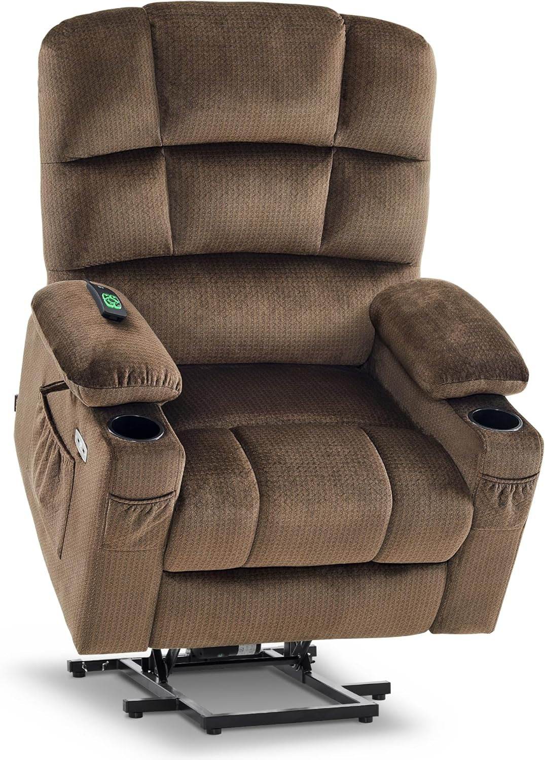 Dual Motor Lift Recliner Massage Heat Elderly Brown - Loft&Timber