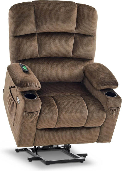 Dual Motor Lift Recliner Massage Heat Elderly Brown - Loft&Timber