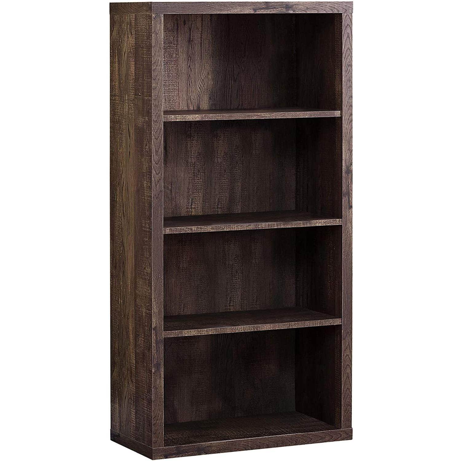 Adjustable 3-Shelf Bookcase - 48”H (Brown) - Loft&Timber
