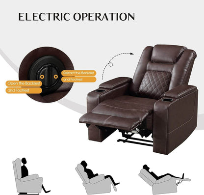Electric Power Recliner Chair (Red Brown) - Loft&Timber
