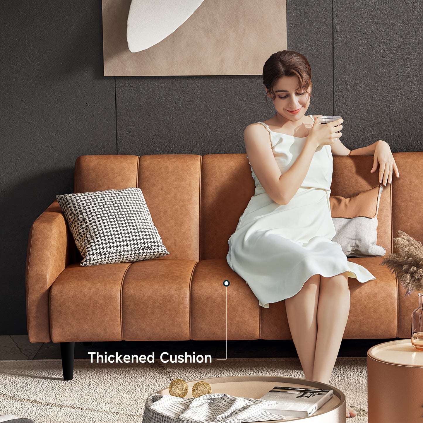 Leather Loveseat Sofa Bed 78 " Futon - Loft&Timber