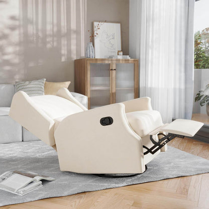 Omma Swivel Glider Rocking Recliner, Manual Wingback Recliner with 360 Degree Swivel, for Living Room, Bedroom, or Nursery, Upholstered, Cream - Loft&Timber