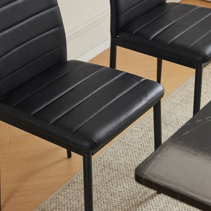 Rectangular table with arc MDF Black tabletop splicing PVC marble surface 140*76*76cm - Loft&Timber