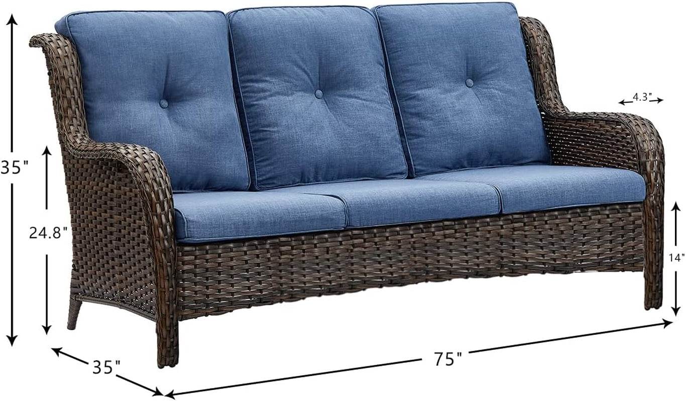 Patio Furniture 6 Pieces Outdoor Furniture Set Wicker Outdoor Sectional Sofa with Swivel Rocking Chairs,Patio Ottomans,Patio Coffee Table - Loft&Timber