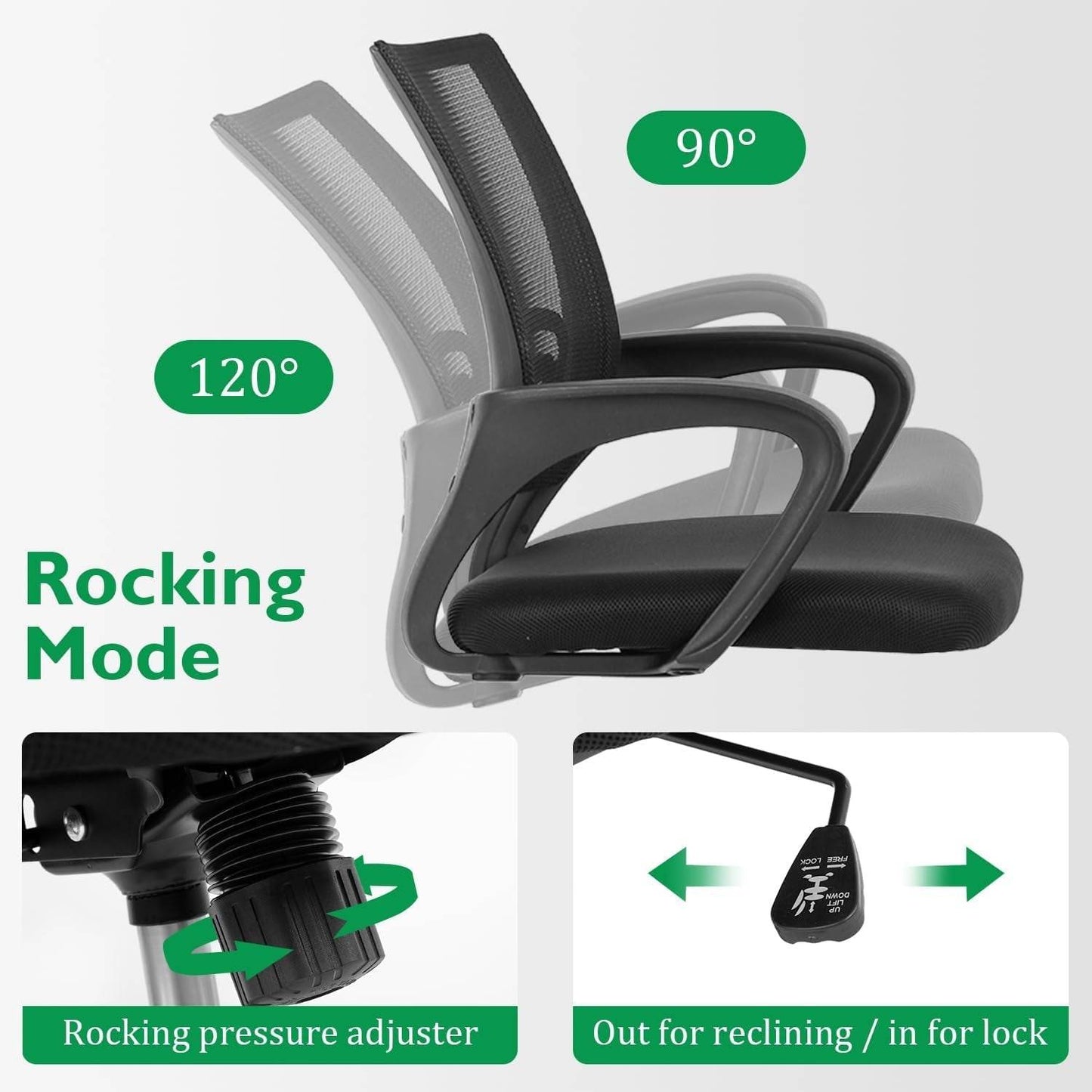 Black 32 Inch Desk & Chair Set, Adjustable - Loft&Timber