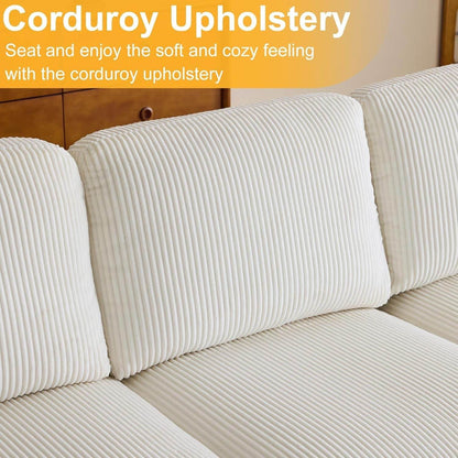 Sectional Couches for Living Room (Corduroy, Dark Green) - Loft&Timber