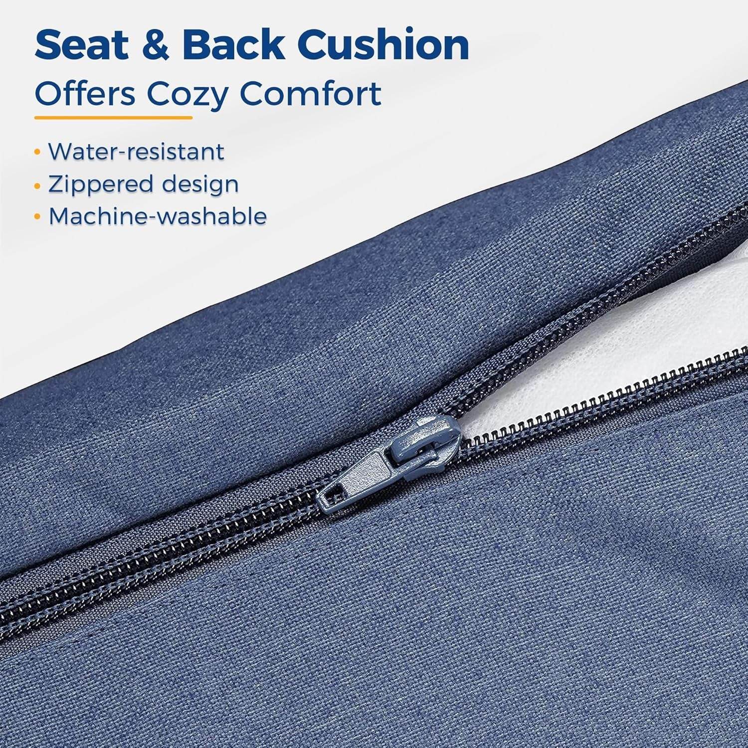 Outdoor Patio Furniture Set, 7 Piece Outdoor Dining Sectional Sofa with Dining Table and Chair, All Weather Wicker Conversation Set with Ottoman,Blue - Loft&Timber