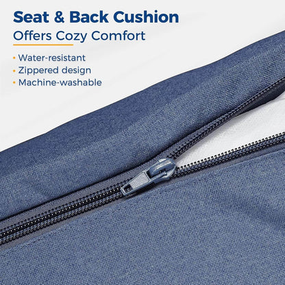 Outdoor Patio Furniture Set, 7 Piece Outdoor Dining Sectional Sofa with Dining Table and Chair, All Weather Wicker Conversation Set with Ottoman,Blue - Loft&Timber