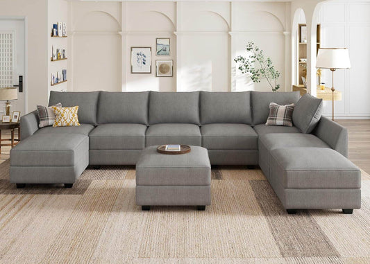 Oversized Modular Sectional Sofa with Storage Seats in Gray - Loft&Timber