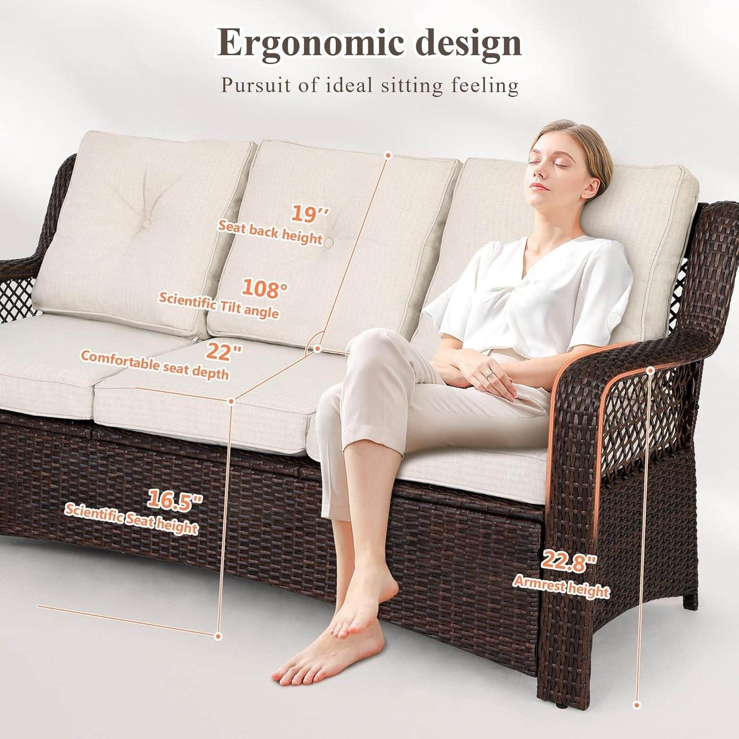 Elegant Six Piece Wicker Patio Furniture Set Outdoor - Loft&Timber