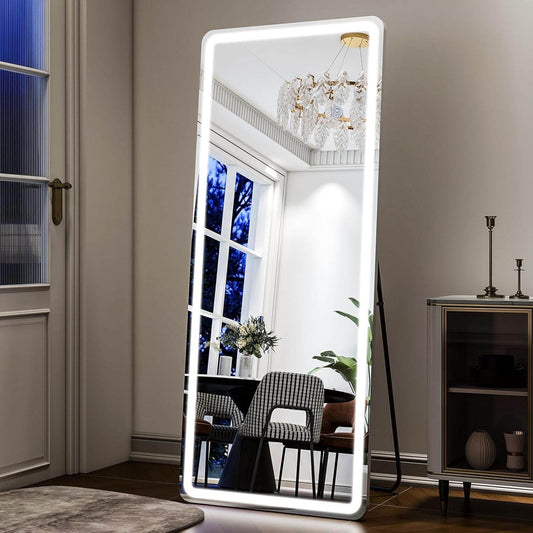 26X68 Inch Full Length Mirror with Lights, LED Lighted Floor Standing, Hanging Mirror Full Length with Stand Free, Full Body Dressing Mirrors with Dimmable 3 Color LED-2