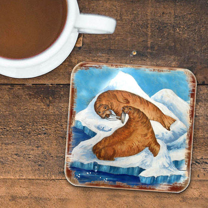 Sea Lions Wooden Cork Coasters Gift Set of 4 by Nature Wonders - Nature Wildlife Decor - 95377C-S4 - Loft&Timber