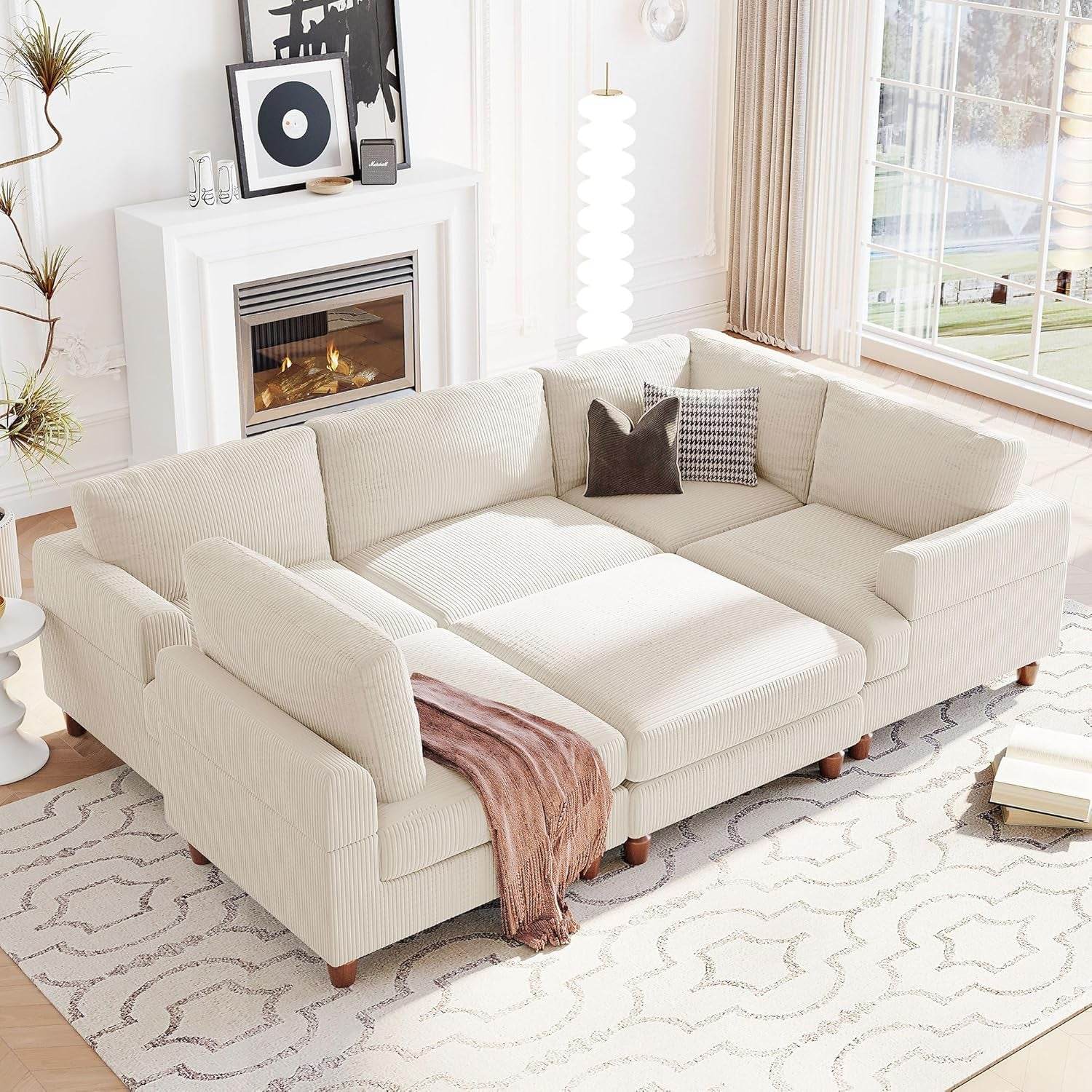 Large Sectional Sofa Couch with Ottoman - Loft&Timber