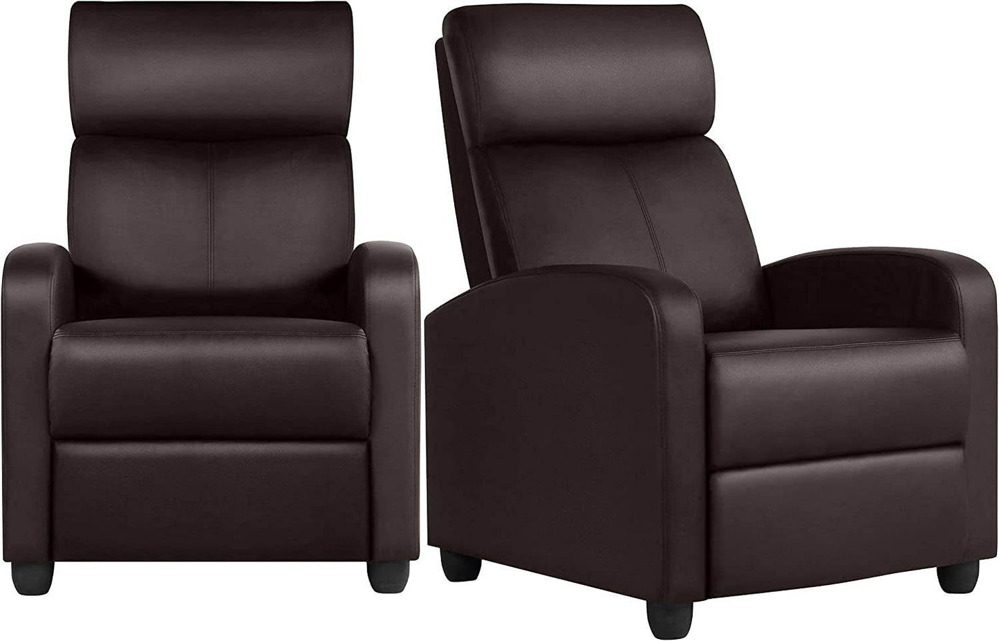 Set of 2 PU Leather Padded Recliner Chairs - Loft&Timber