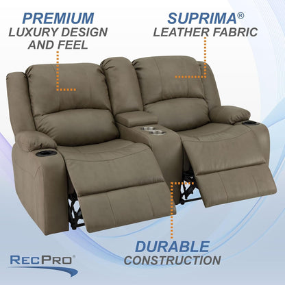 Charles 67" Powered Double RV Wall Hugger Recliner Sofa RV Loveseat with Upgraded 2023 Fabric (Putty)-3