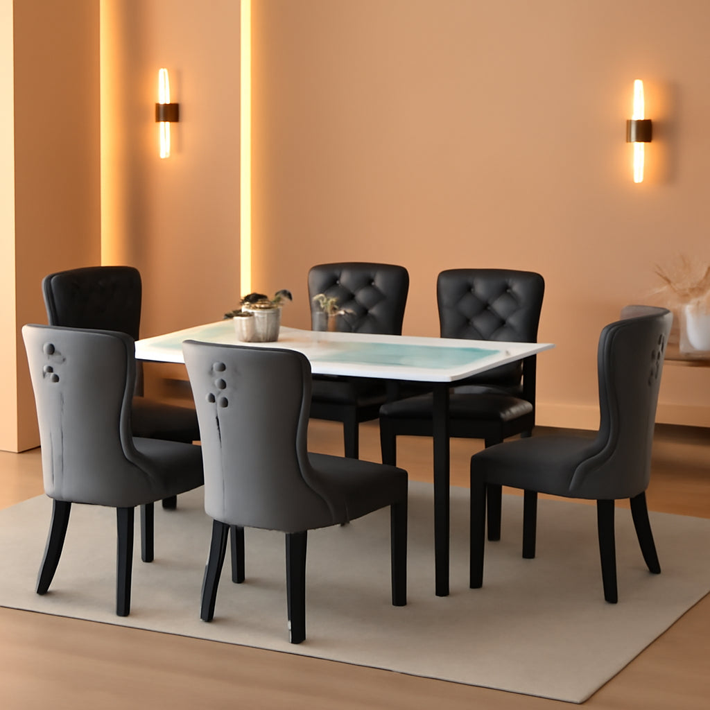 Set Of 4 Dining Chairs Upholstered Tufted For Dining Room-0