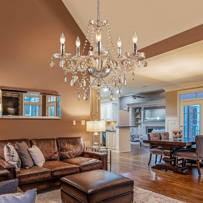 Champagne Crystal Chandelier 5 Light Modern Bedroom - Loft&Timber