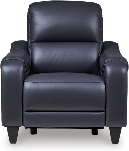 Mercomatic Contemporary Leather Match Wall Hugger Power Recliner with Adjustable Headrest and USB Ports, Blue-3