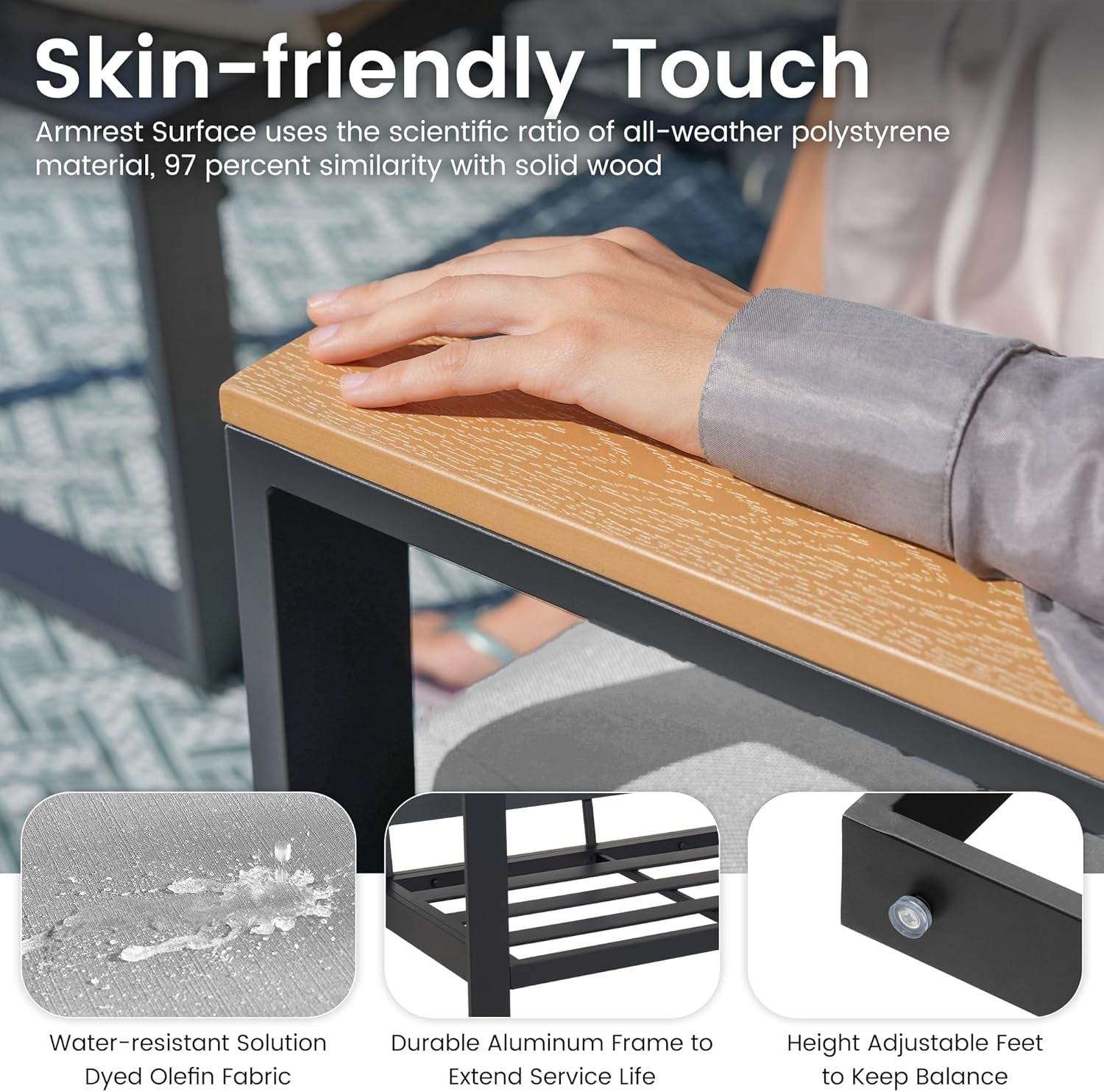 Aluminum Patio Furniture Set, 4 Piece Modern Outdoor Furniture with 6 Inch Cushion, Metal Patio Sectional Conversation Sets for Deck, Backyard, Porch (Grey) - Loft&Timber