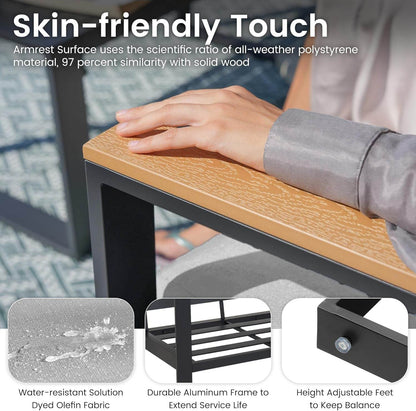 Aluminum Patio Furniture Set, 4 Piece Modern Outdoor Furniture with 6 Inch Cushion, Metal Patio Sectional Conversation Sets for Deck, Backyard, Porch (Grey) - Loft&Timber