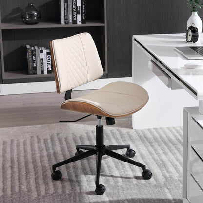 Home Office Chair No Arms with Wheels (Beige) - Loft&Timber