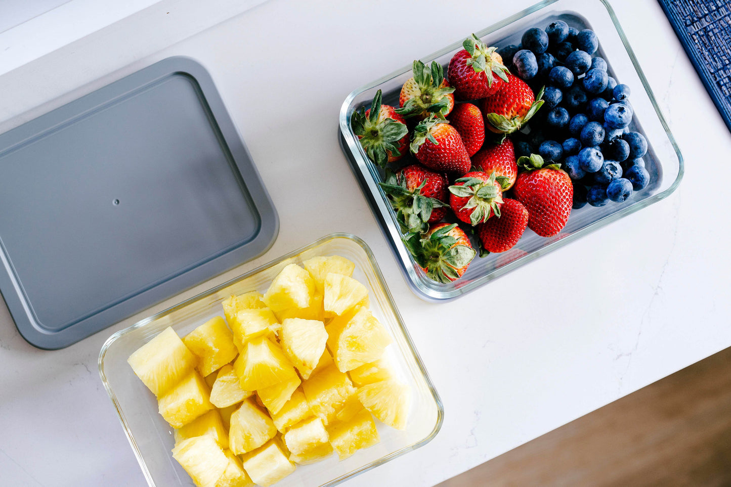 Glass Food Storage Containers - 8 Piece 6.55 Cup (4 Containers + 4 Lids) Rectangular Set - Loft&Timber