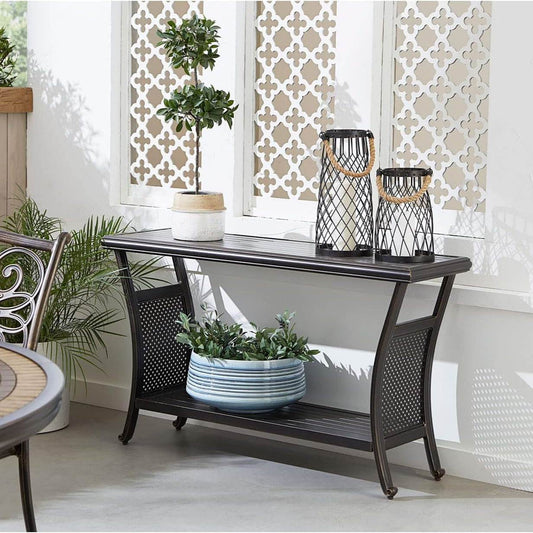 Elegant 50 Inch Outdoor Console Table with Shelves - Loft&Timber