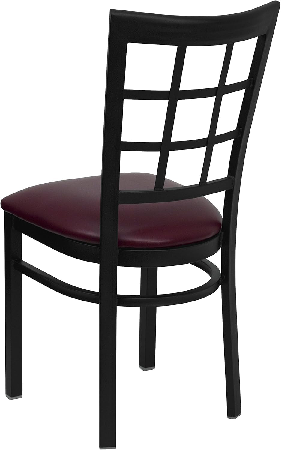 Hercules Window Back Metal Dining Chair Burgundy Vinyl Seat-3