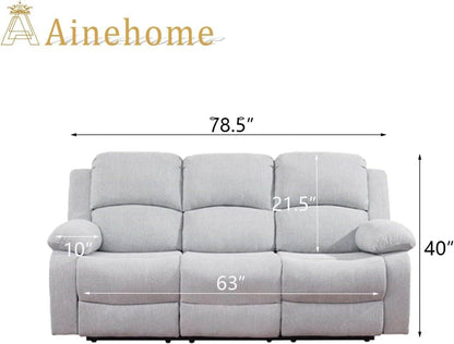 Grey White Microfiber Leather Recliner Sofa Set - Loft&Timber