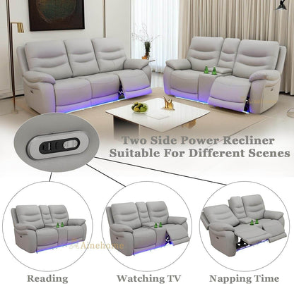 LED Power Recliner Sofa for Living Room Furniture Set - Loft&Timber