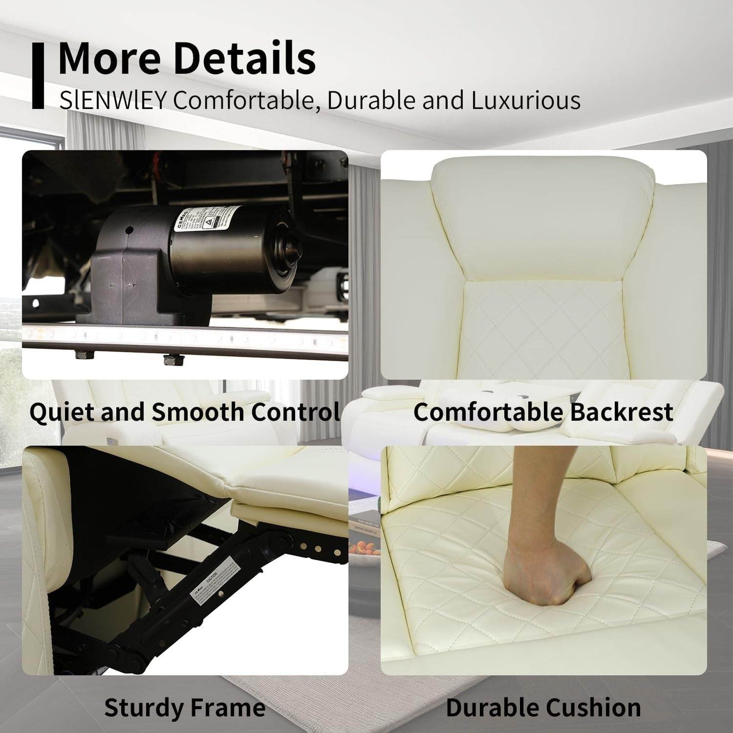 Power White Leather Reclining Sofa Set - Loft&Timber