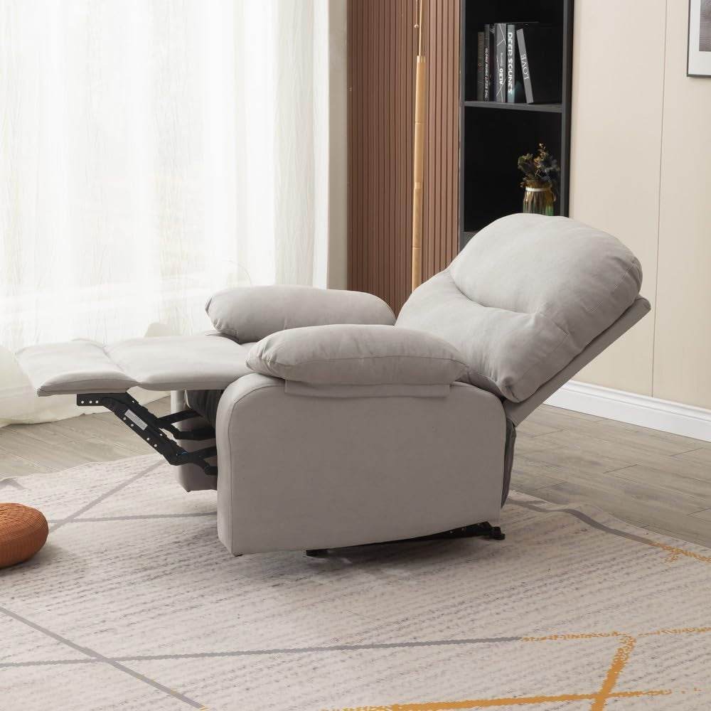 Recliner Armchair with Reclining Function, Light Gray Linen Fabric - Loft&Timber