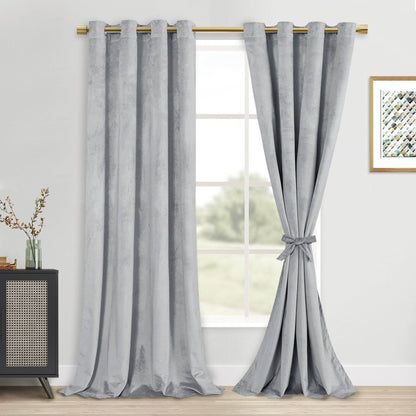 DWCN Velvet Blackout Curtains with Tiebacks, Set of 2 Panels - Loft&Timber