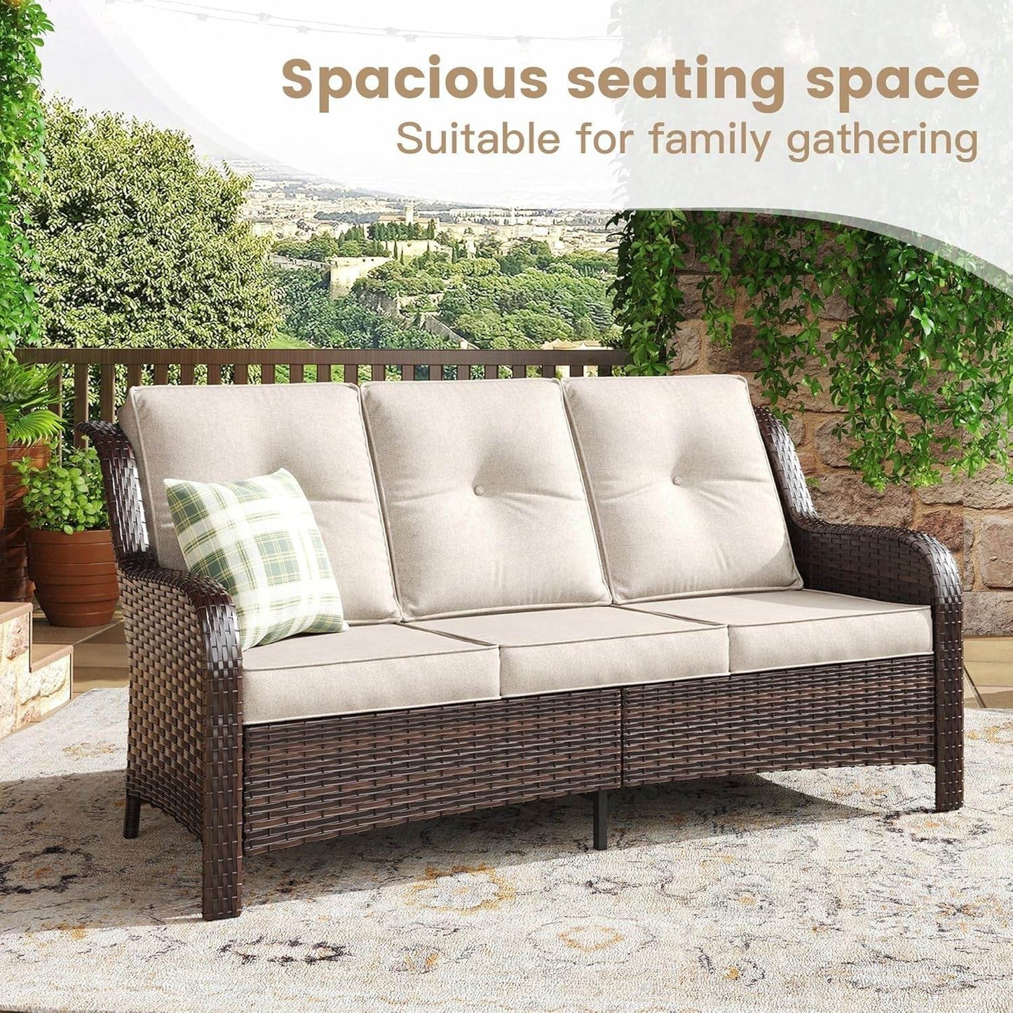 Nine Piece Outdoor Patio Wicker Furniture Set with Fire Table - Loft&Timber