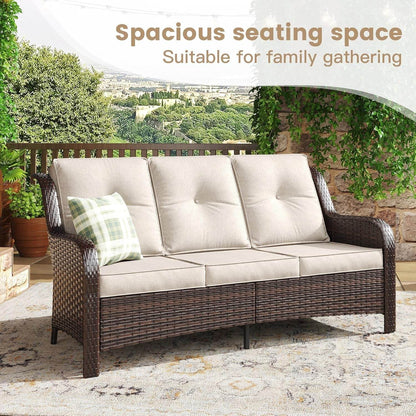 Nine Piece Outdoor Patio Wicker Furniture Set with Fire Table - Loft&Timber