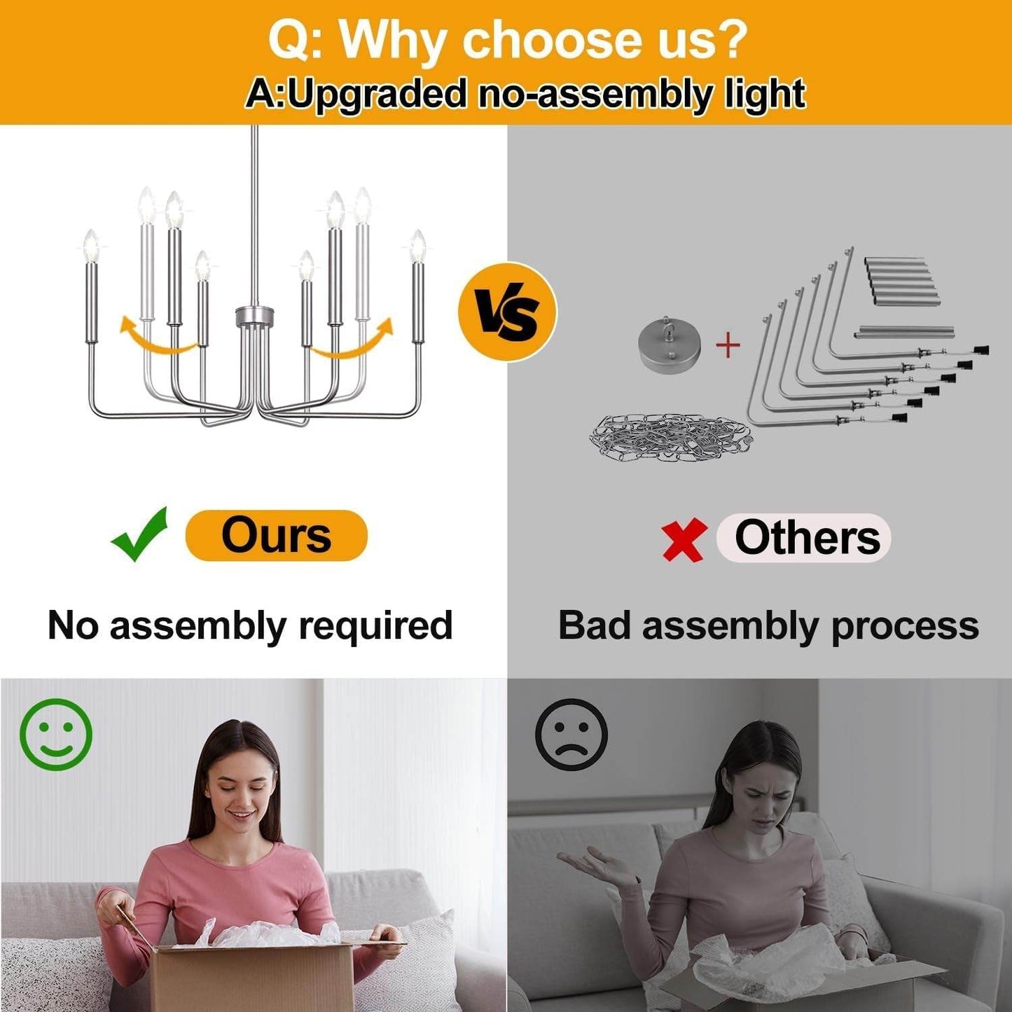 6-Light Farmhouse Chandelier for Dining Room Lighting Fixtures Hanging, Brushed Nickel Dining Light Fixtures Industrial Chandelier for Bedroom, Foyer, Hall, Kitchen, Living Room and Entryway - Loft&Timber