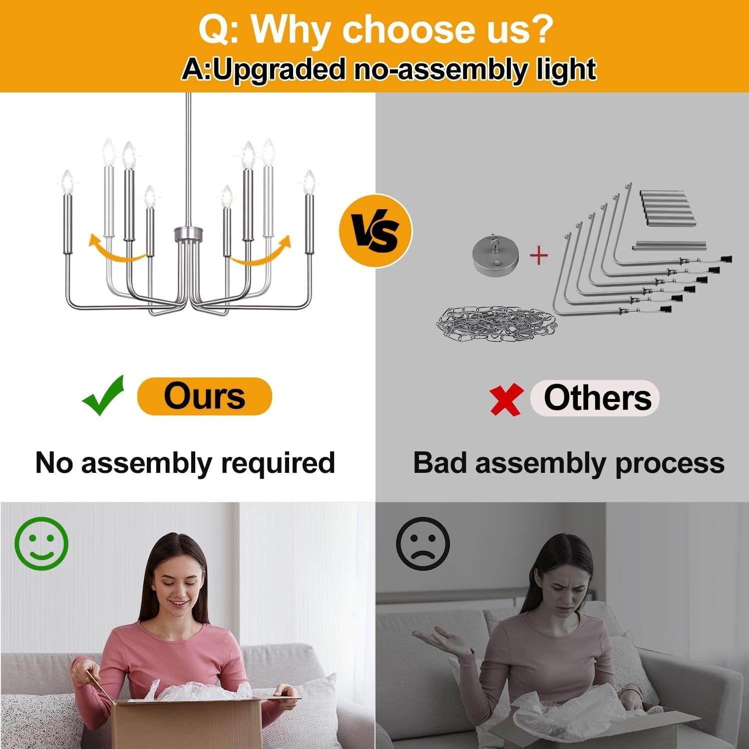 6-Light Farmhouse Chandelier for Dining Room Lighting Fixtures Hanging, Brushed Nickel Dining Light Fixtures Industrial Chandelier for Bedroom, Foyer, Hall, Kitchen, Living Room and Entryway - Loft&Timber