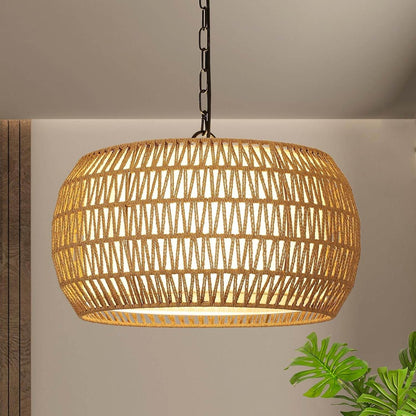 Rattan Farmhouse Chandelier Light Fixtures, 5-Lights Boho Large Pendant - Loft&Timber