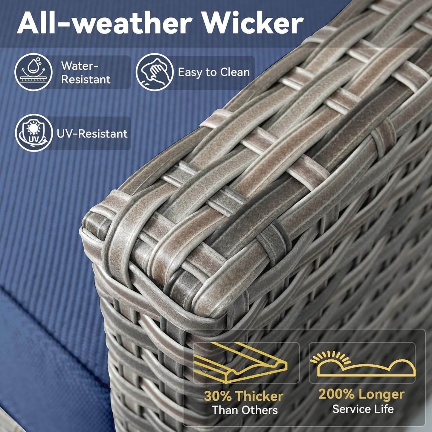 Outdoor Patio Furniture Set-5 Pieces All-Weather Wicker Outdoor Furniture with Swivel Patio Chairs Outdoor Patio Conversation Sets for Garden Porch Deck Grey/Blue - Loft&Timber