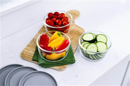 Glass Food Storage Containers - 12 Piece 2 Cup Set (6 Containers + 6 Lids) - Loft&Timber