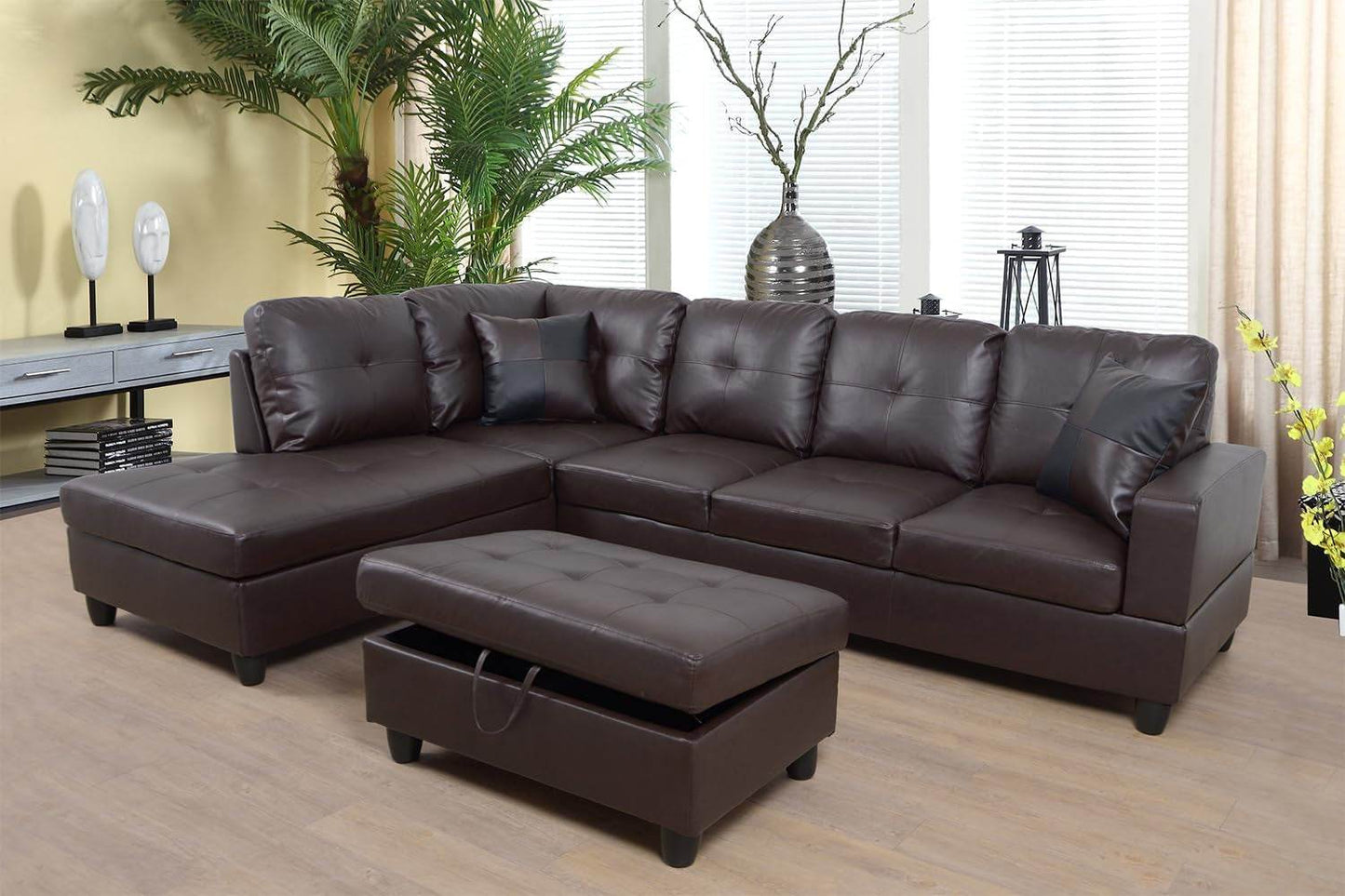 Brown Leather Sectional Couch - Loft&Timber