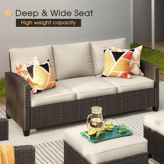 Eight Piece Outdoor Patio Furniture Set with Firepit - Loft&Timber