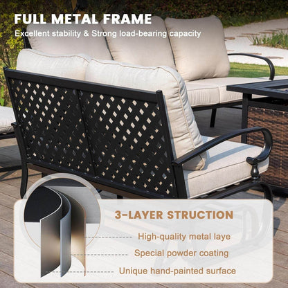 Five Piece Outdoor Patio Furniture Set with Cushions - Loft&Timber