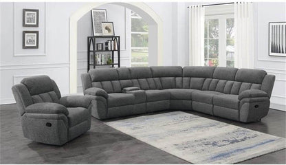 Bahrain 6-Piece Charcoal Motion Sectional Sofa - Loft&Timber